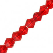 Faceted glass bicone beads 4mm Tranparent red